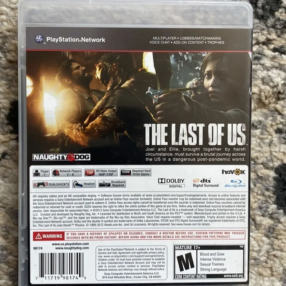The Last of Us PS3 Game – Complete w/ Case & Disc Naughty Dog